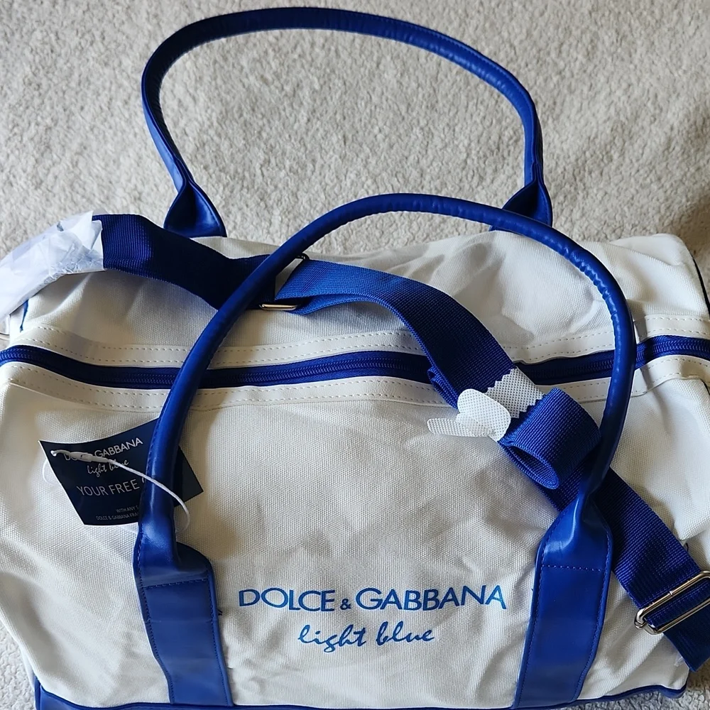 NWT Dolce & Gabbana Light Blue and White Duffel Bag - Picture 4 of 11